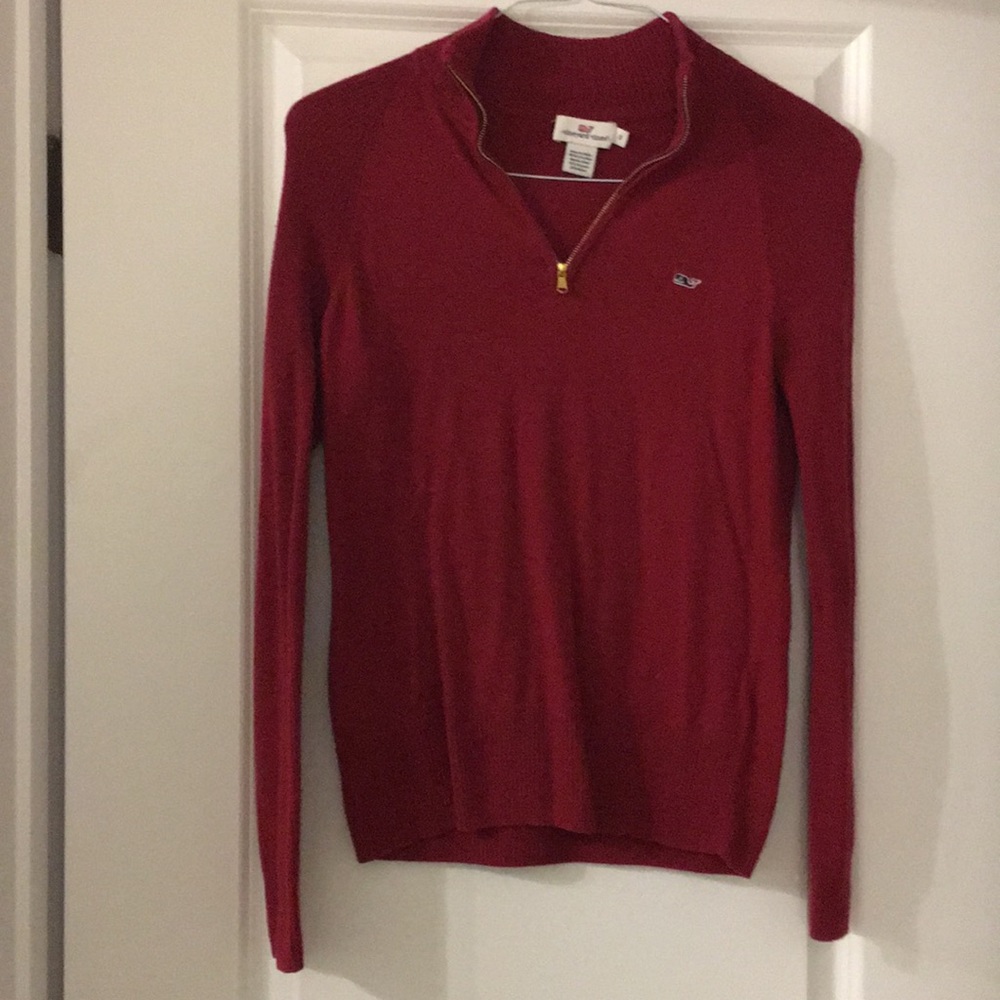 Red vineyard vines quarter zip sweater